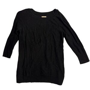 Sonoma Crew Neck 3/4 Sleeve Knit Top Pullover Sweater‎ Black Womens Size Small